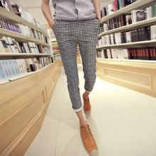 Korean Plaid Skinny Pants