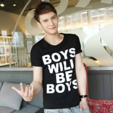 Korean Simple Letters Short-Sleeve TEE (Color: Please Select Color, Size: Please Select Size)