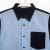 Japanese Blue Contrast Color Long-Sleeve Shirt