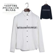 Japanese Letters Long-Sleeve Shirt (Color: Please Select Color, Size: Please Select Size)