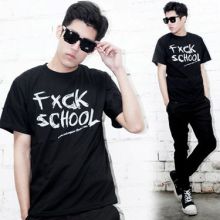 Korean Hip-Hop Style Letters TEE (Color: Black, Size: Please Select Size)