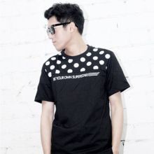Korean Big Dot Letters TEE (Color: Black, Size: Please Select Size)