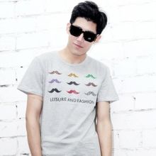 Korean Mustache TEE (Color: Gray, Size: Please Select Size)