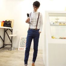 Korean Pants with Suspenders (Color: Please Select Color)