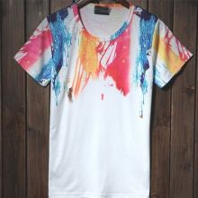 Korean Splashed Paint Color Short-Sleeve T-Shirt (Size: Please Select Size)