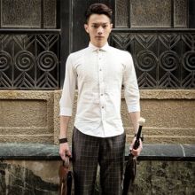 Korean Prince Style Solid Color Shirt (Color: White, Size: Please Select Size)