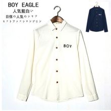 Japanese Letter Printed Long Sleeve Shirt (Color: Please Select Color, Size: Please Select Size)