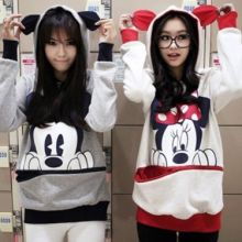 Korean Small Bow Mickey Ears Hooded Long-Sleeve Sweater (Color: Please Select Color, Size: Please Select Size)