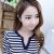 Korean V-neck Long-Sleeve Striped T-shirt