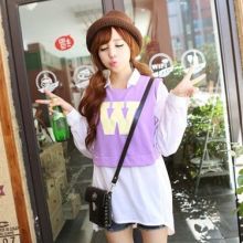 Korean Star Style Letters Irregular Hem Shirt (Color: Please Select Color, Size: One Size)