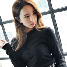 Korean Long-Sleeve Polo Sweater (Color: Dark Gray, Size: Please Select Size)