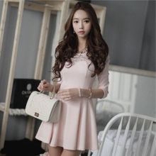 Korean Elegant Lace Stitching Dress (Color: Please Select Color, Size: One Size)