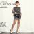 Korean Splice Mesh Printing Sleeve Dress
