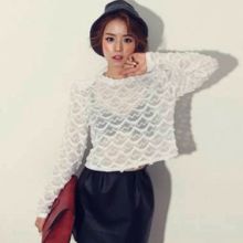 Korean Thread Lace Long-Sleeve Shirt (Color: Please Select Color, Size: One Size)