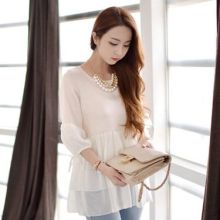 Korean Pure Chiffon Swing Umbrella Doll Dress (Color: White, Size: Please Select Size)