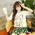 Korean Letters Printed Round Neck T-shirt