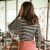 Korean Stripes Lantern Sleeve Tops