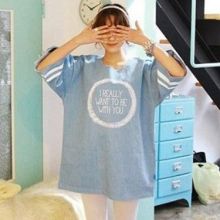 Korean Loose Denim Shirt Wholesale (Color: Blue, Size: One Size)