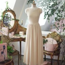 Korean Chiffon Skirt (Color: Apricot, Size: Please Select Size)