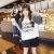 Korean Sleeved Striped Pearl Letters TEE