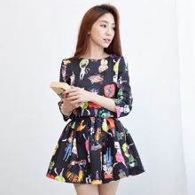 Korean Cartoon Cat Suit Jacket Dress (Color: Please Select Color, Size: Please Select Size)