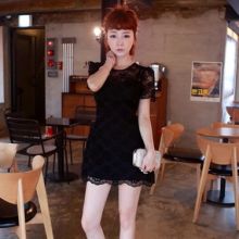Korean Perspective Hollow Flower Short Sleeve Sexy Dress (Color: Please Select Color, Size: One Size)