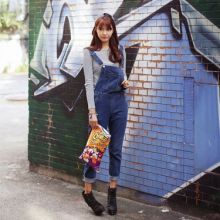 Korean Strap Jeans (Color: Blue, Size: Please Select Size)