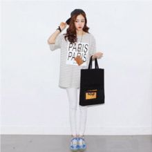 Korean Stripe Loose Short-Sleeve TEE (Color: Please Select Color, Size: One Size)