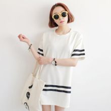 Korean Stripe Casual Dress (Color: Please Select Color, Size: One Size)